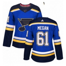 Womens Adidas St Louis Blues 61 Wade Megan Authentic Royal Blue Home NHL Jersey 