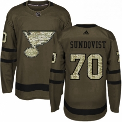 Youth Adidas St Louis Blues 70 Oskar Sundqvist Authentic Green Salute to Service NHL Jersey 