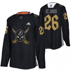 Men Tampa Bay Lightning 26 Martin St  Louis Black Gasparilla Inspired Pirate Themed Warmup Stitched jersey