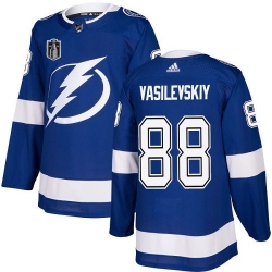 Men Tampa Bay Lightning 88 Andrei Vasilevskiy 2022 Blue Stanley Cup Final Patch Stitched Jersey