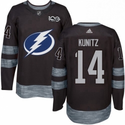 Mens Adidas Tampa Bay Lightning 14 Chris Kunitz Authentic Black 1917 2017 100th Anniversary NHL Jersey 