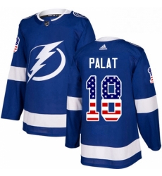 Mens Adidas Tampa Bay Lightning 18 Ondrej Palat Authentic Blue USA Flag Fashion NHL Jersey 