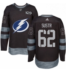 Mens Adidas Tampa Bay Lightning 62 Andrej Sustr Authentic Black 1917 2017 100th Anniversary NHL Jersey 