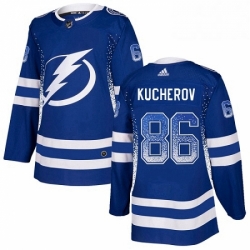 Mens Adidas Tampa Bay Lightning 86 Nikita Kucherov Authentic Blue Drift Fashion NHL Jersey 