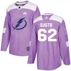 Youth Adidas Tampa Bay Lightning 62 Andrej Sustr Authentic Purple Fights Cancer Practice NHL Jersey 