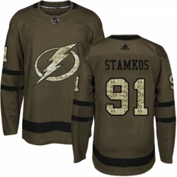 Youth Adidas Tampa Bay Lightning 91 Steven Stamkos Authentic Green Salute to Service NHL Jersey 