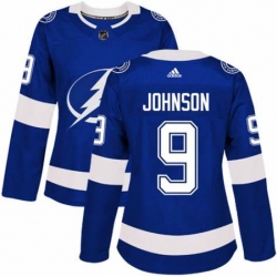 Women Adidas Tampa Bay Lightning 9 Tyler Johnson Premier Royal Blue Home NHL Jersey