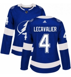 Womens Adidas Tampa Bay Lightning 4 Vincent Lecavalier Authentic Royal Blue Home NHL Jersey 