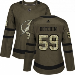 Womens Adidas Tampa Bay Lightning 59 Jake Dotchin Authentic Green Salute to Service NHL Jersey 