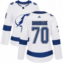 Womens Adidas Tampa Bay Lightning 70 Louis Domingue Authentic White Away NHL Jersey 