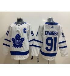 Men Toronto Maple Leafs 91 John Tavares White Adidas Jersey