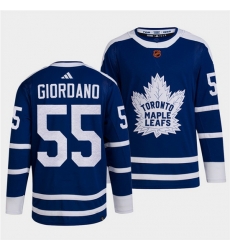 Men Toronto Maple Leafs Black 55 Mark Giordano Blue 2022 Reverse Retro Stitched Jersey