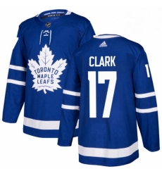 Mens Adidas Toronto Maple Leafs 17 Wendel Clark Premier Royal Blue Home NHL Jersey 