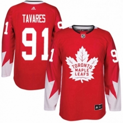 Mens Adidas Toronto Maple Leafs 91 John Tavares Premier Red Alternate NHL Jersey 