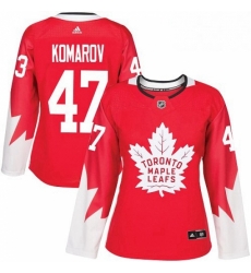 Womens Adidas Toronto Maple Leafs 47 Leo Komarov Authentic Red Alternate NHL Jersey 