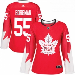 Womens Adidas Toronto Maple Leafs 55 Andreas Borgman Authentic Red Alternate NHL Jersey 