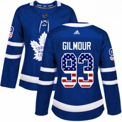 Womens Adidas Toronto Maple Leafs 93 Doug Gilmour Authentic Royal Blue USA Flag Fashion NHL Jersey 