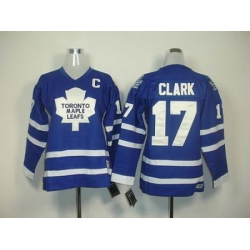 YOUTH Toronto Maple Leafs #17 Wendel Clark Blue Jersey C Patch