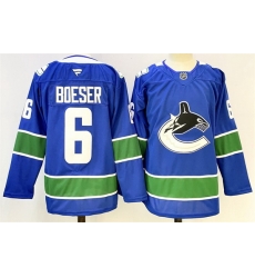 Men Vancouver Canucks 6 Brock Boeser Royal 2024 25 Home Stitched Hockey Jersey