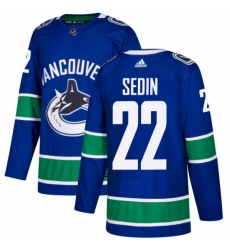 Mens Adidas Vancouver Canucks 22 Daniel Sedin Authentic Blue Home NHL Jersey 