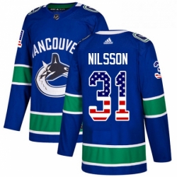 Mens Adidas Vancouver Canucks 31 Anders Nilsson Authentic Blue USA Flag Fashion NHL Jersey 