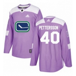 Mens Adidas Vancouver Canucks 40 Elias Pettersson Purple Authentic Fights Cancer Stitched NHL Jersey 