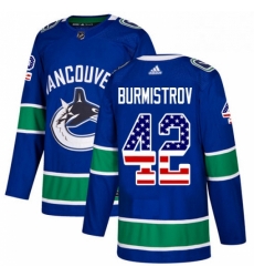 Mens Adidas Vancouver Canucks 42 Alex Burmistrov Authentic Blue USA Flag Fashion NHL Jersey 