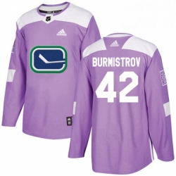 Mens Adidas Vancouver Canucks 42 Alex Burmistrov Authentic Purple Fights Cancer Practice NHL Jersey 