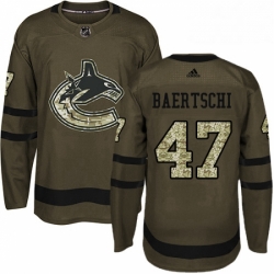 Mens Adidas Vancouver Canucks 47 Sven Baertschi Authentic Green Salute to Service NHL Jersey 