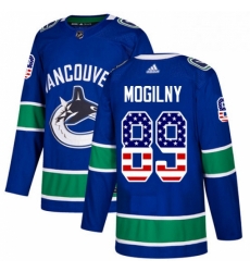 Mens Adidas Vancouver Canucks 89 Alexander Mogilny Authentic Blue USA Flag Fashion NHL Jersey 