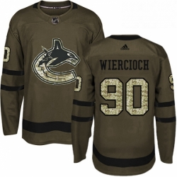 Mens Adidas Vancouver Canucks 90 Patrick Wiercioch Premier Green Salute to Service NHL Jersey 