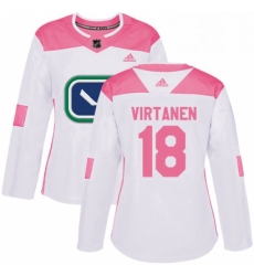 Womens Adidas Vancouver Canucks 18 Jake Virtanen Authentic WhitePink Fashion NHL Jersey 