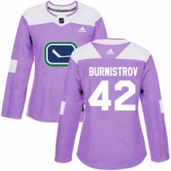 Womens Adidas Vancouver Canucks 42 Alex Burmistrov Authentic Purple Fights Cancer Practice NHL Jersey 