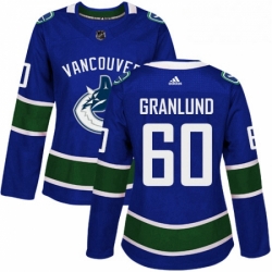 Womens Adidas Vancouver Canucks 60 Markus Granlund Authentic Blue Home NHL Jersey 