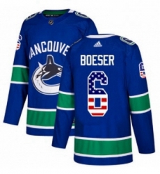 Youth Adidas Vancouver Canucks 6 Brock Boeser Authentic Blue USA Flag Fashion NHL Jersey 