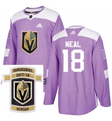 Adidas Golden Knights #18 James Neal Purple Authentic Fights Cancer Stitched NHL Inaugural Season Patch Jersey