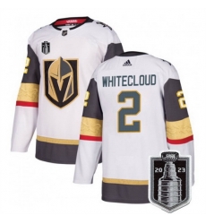 Men Vegas Golden Knights 2 Zach Whitecloud White 2023 Stanley Cup Final Stitched Jersey