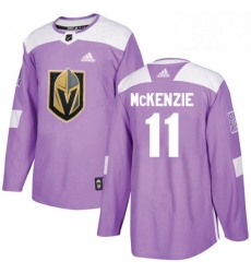 Mens Adidas Vegas Golden Knights 11 Curtis McKenzie Authentic Purple Fights Cancer Practice NHL Jersey 