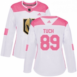 Womens Adidas Vegas Golden Knights 89 Alex Tuch Authentic WhitePink Fashion NHL Jersey 