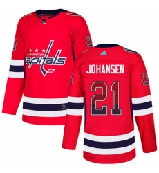 Mens Adidas Washington Capitals 21 Lucas Johansen Authentic Red Drift Fashion NHL Jersey 