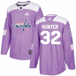 Mens Adidas Washington Capitals 32 Dale Hunter Authentic Purple Fights Cancer Practice NHL Jersey 