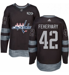 Mens Adidas Washington Capitals 42 Martin Fehervary Authentic Black 1917 2017 100th Anniversary NHL Jersey 