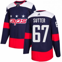 Mens Adidas Washington Capitals 67 Riley Sutter Authentic Navy Blue 2018 Stadium Series NHL Jerse