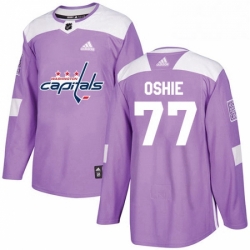 Mens Adidas Washington Capitals 77 TJ Oshie Authentic Purple Fights Cancer Practice NHL Jersey 