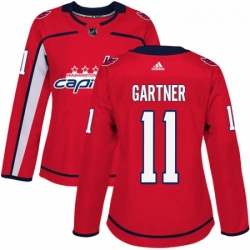 Womens Adidas Washington Capitals 11 Mike Gartner Authentic Red Home NHL Jersey 