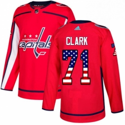 Youth Adidas Washington Capitals 71 Kody Clark Authentic Red USA Flag Fashion NHL Jerse