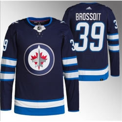 Men Winnipeg Jets 39 Laurent Brossoit Navy Stitched Jersey