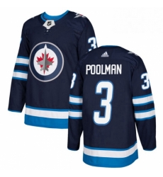 Mens Adidas Winnipeg Jets 3 Tucker Poolman Authentic Navy Blue Home NHL Jersey 