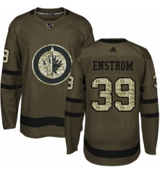 Mens Adidas Winnipeg Jets 39 Tobias Enstrom Authentic Green Salute to Service NHL Jersey 