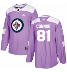 Mens Adidas Winnipeg Jets 81 Kyle Connor Authentic Purple Fights Cancer Practice NHL Jersey 